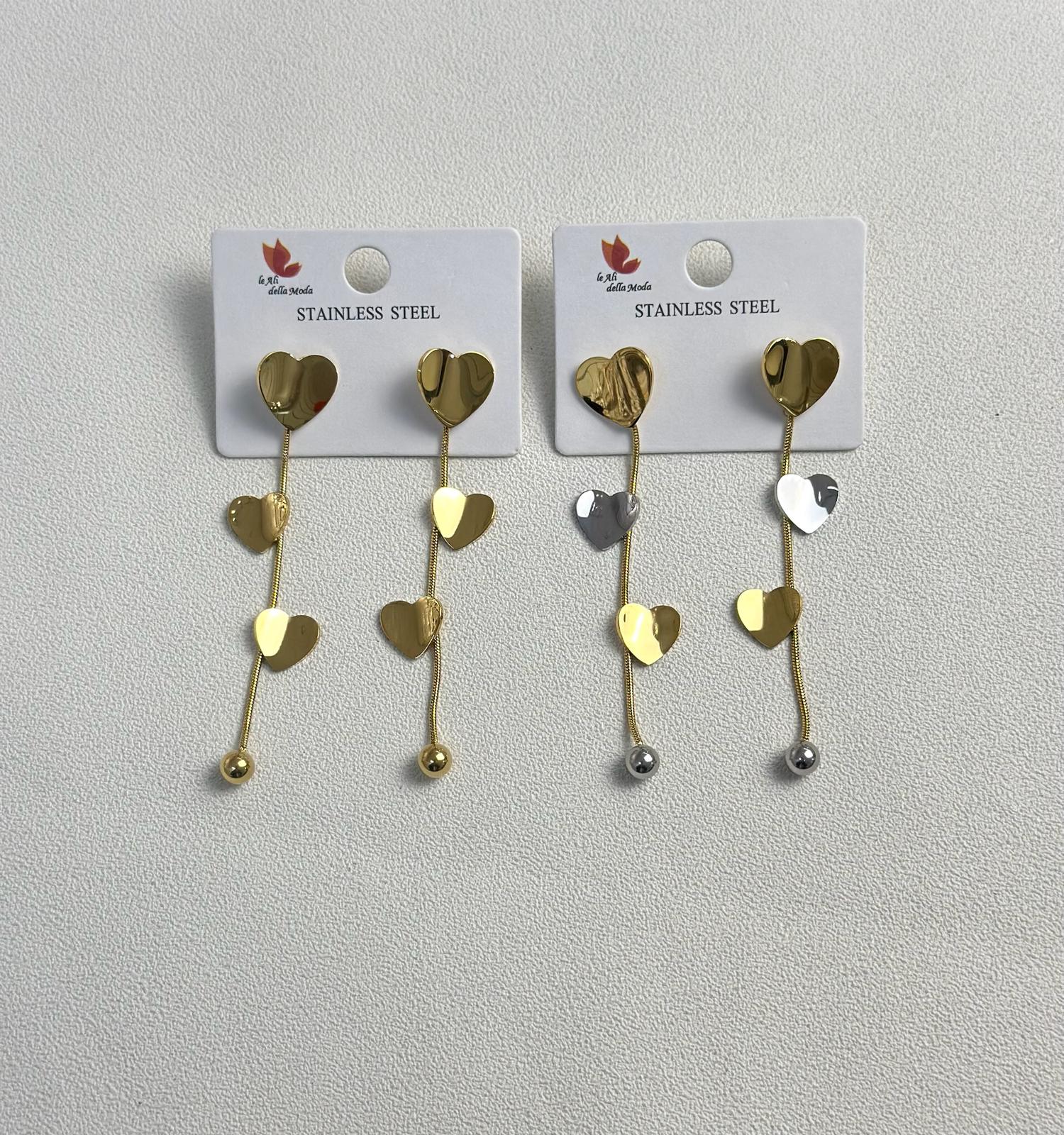 Orecchini Pendenti Cuori